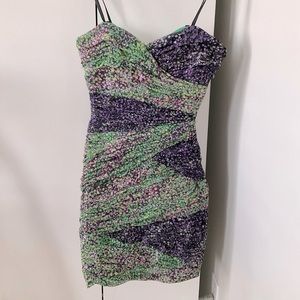 BCBG floral size 4 mini strapless dress